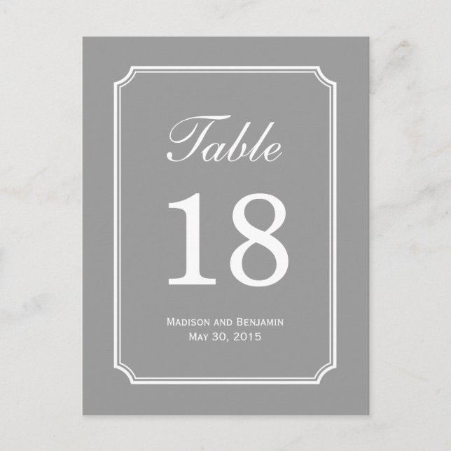 Carte de numéro de table de Mariage simple à chois (Devant)