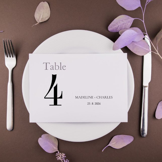 Carte de numéro de table de mariage simple et élég (Créateur téléchargé)