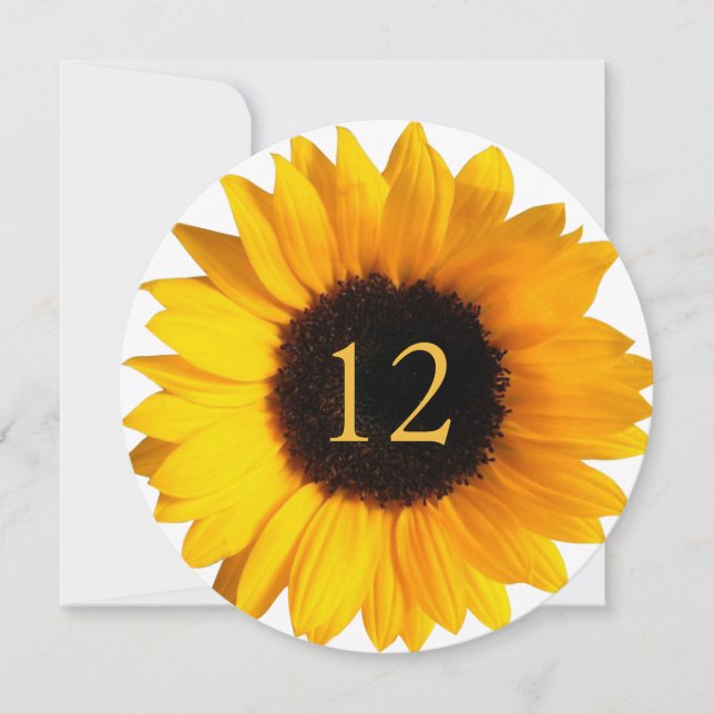 Carte de numéro de table de mariage Tournesol géan (Devant)