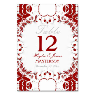 Carte de numéro de table de mariage Tribal Rouge B