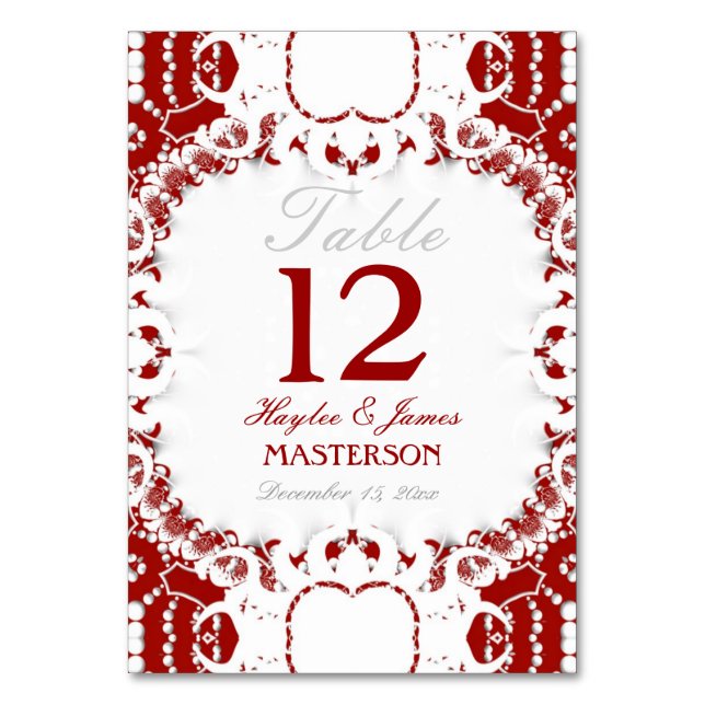 Carte de numéro de table de mariage Tribal Rouge B (Par défaut)