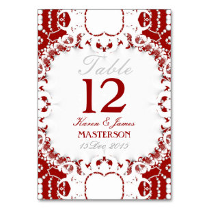 Carte de numéro de table de mariage Tribal Rouge B