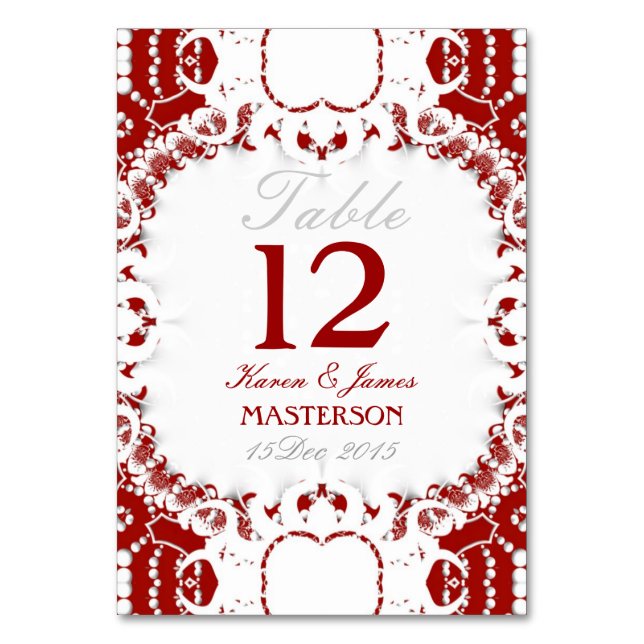 Carte de numéro de table de mariage Tribal Rouge B (Par défaut)