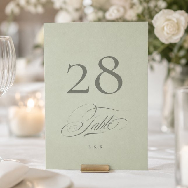 Carte de Numéro de Table de Mariage Vert Pistache (Créateur téléchargé)