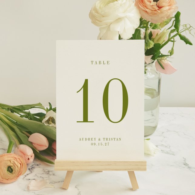 Carte de numéro de table de mariage verte ROWAN (Créateur téléchargé)