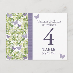 Carte de numéro de table de papillon pourpre