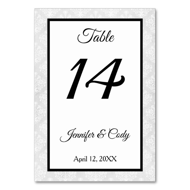 Carte de numéro de table de réception de mariage d (Par défaut)