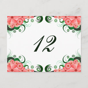 Carte de numéro de table de réception Floral Pink 
