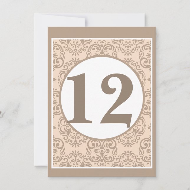 Carte de Numéro de Table de Style Damas (Devant)