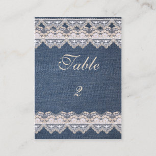 Carte de numéro de table Denim et Lace vintage