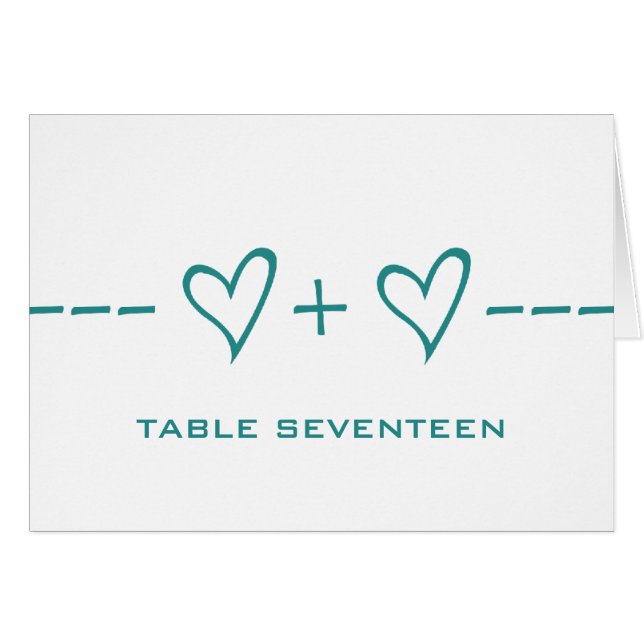 Carte de numéro de table d'équation cardiaque turq (Devant horizontal)
