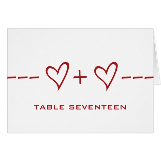 Carte de numéro de table d'équation de coeur rouge (Devant horizontal)