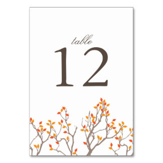 Carte de numéro de table des Branches béantes