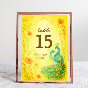 Carte de numéro de table des Mariages indiens de P
