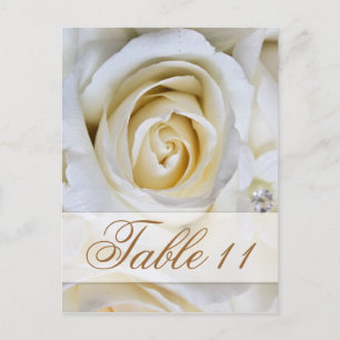 Carte de numéro de table des Roses Mariages blancs