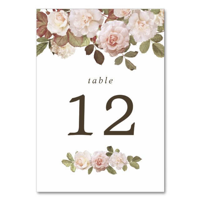 Carte de numéro de table des Roses vintages (Par défaut)