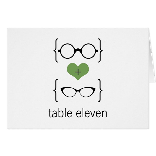 Carte de numéro de table des verres Geeky Green (Devant horizontal)