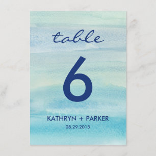 Carte de numéro de table double face de l'océan aq