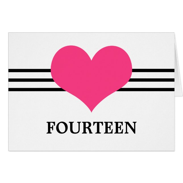 Carte de numéro de table du coeur, rose (Devant horizontal)