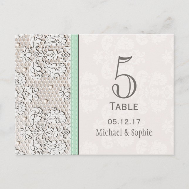 Carte de numéro de table du Mariage de dentelle Vi (Devant)