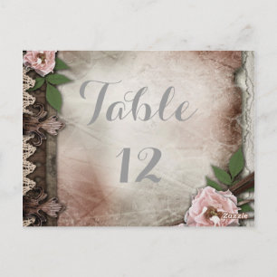 Carte de numéro de table du Mariage de roses vinta