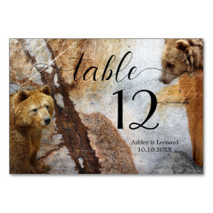 Carte de numéro de table du Mariage d'ours de conc