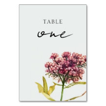 Carte de numéro de table du Mariage fleur sauvage