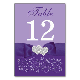Carte de numéro de table du Mariage floral pourpre