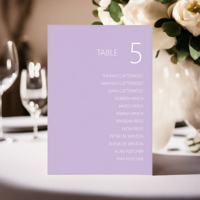 Carte de numéro de table du Mariage Lavender avec  (Créateur téléchargé)