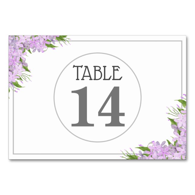 Carte de numéro de table du Mariage Lavender Wiste (Devant)
