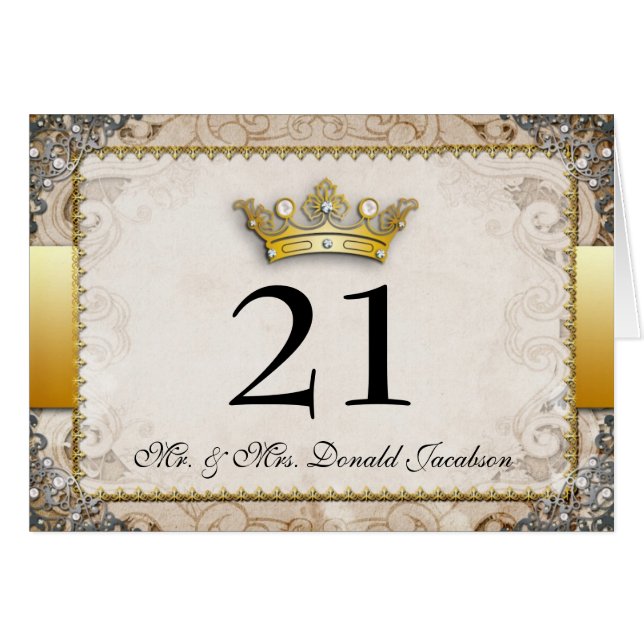 Carte de numéro de table du Mariage Ornate Fairyta (Devant horizontal)