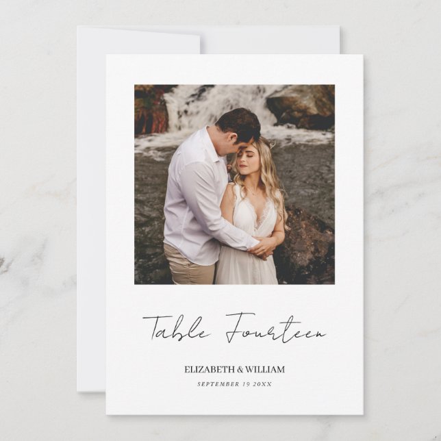 Carte de numéro de table du Mariage photo de scrip (Devant)