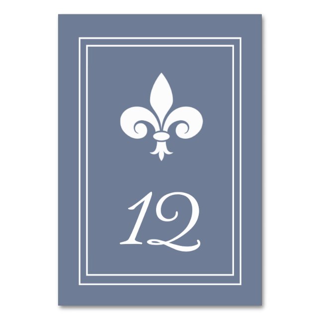 Carte de numéro de table Dusty Blue Fleur de Lis (Par défaut)