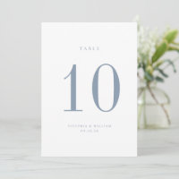 Carte de numéro de table Dusty Blue Mariage