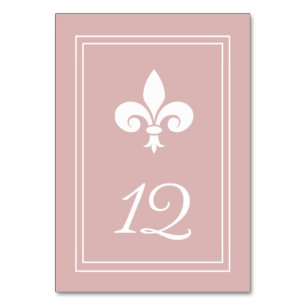 Carte de numéro de table Dusty Rose Fleur de Lis