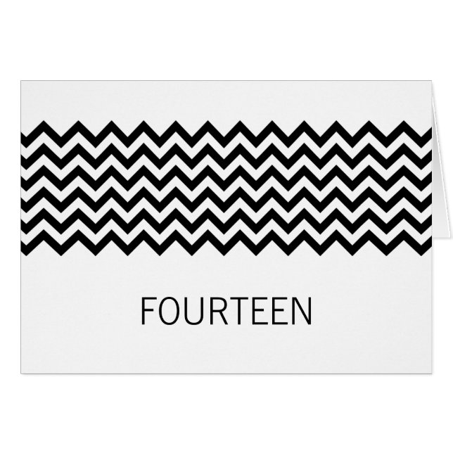 Carte de numéro de table Ebony Simple Chevron (Devant horizontal)