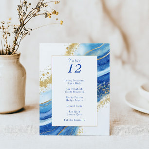 Carte de numéro de table Elegant Blue and Gold Wat