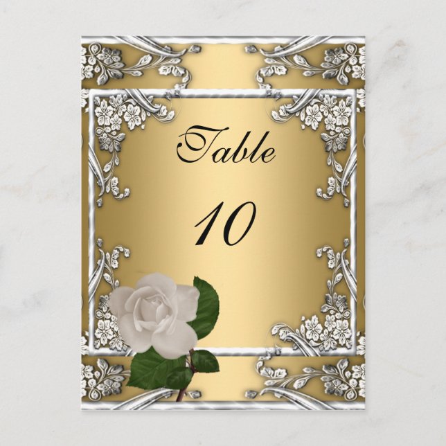Carte de numéro de table élégant mariage or crème  (Devant)