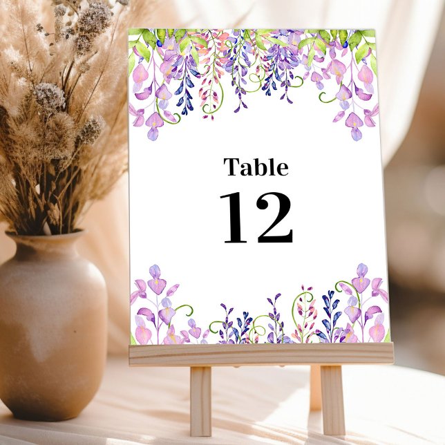 Carte de numéro de table Elegant Purple Wisteria (Table Number Cards from my Purple Wisteria Quinceanera Collection)