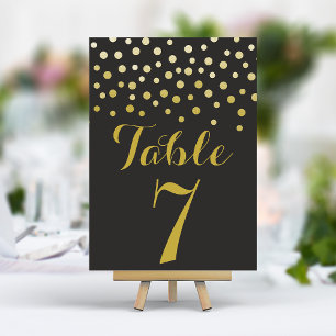 Carte de numéro de table élégante avec confettis d
