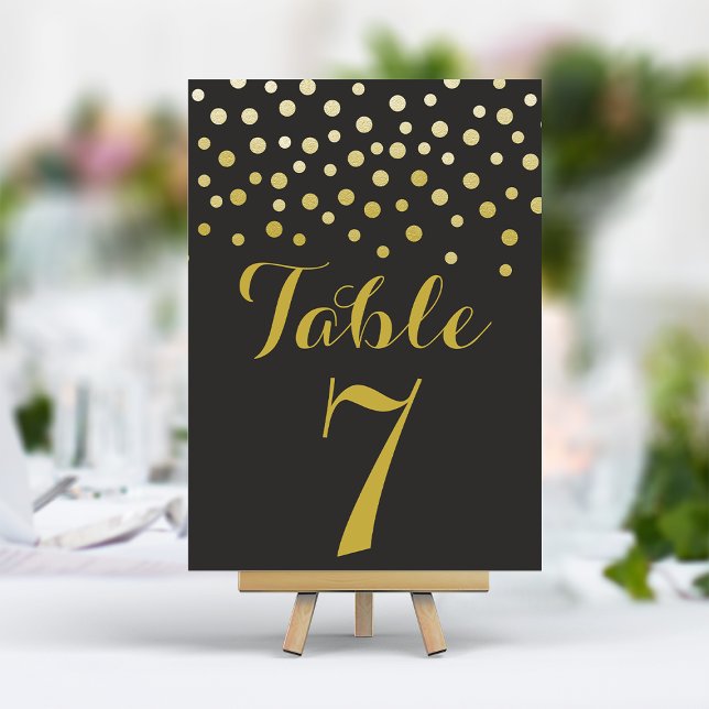 Carte de numéro de table élégante avec confettis d (Créateur téléchargé)
