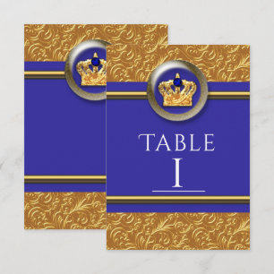 Carte de numéro de table élégante Couronne Or et B