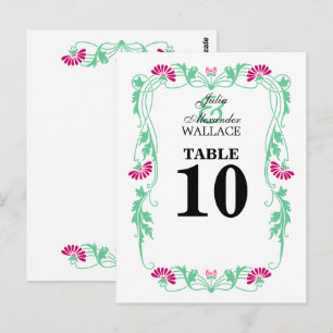 Carte de numéro de table Élégante Feuilles Florale