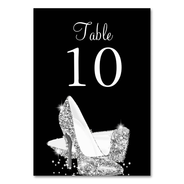 Carte de numéro de table élégante noir argent Talo (Par défaut)
