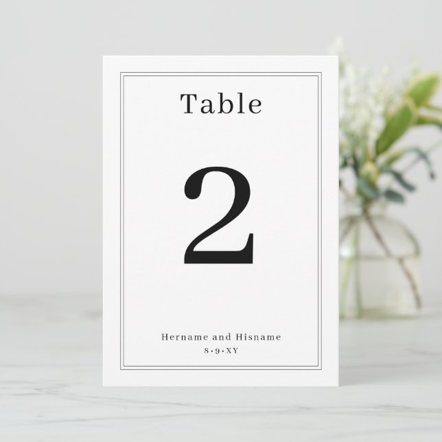 Carte de numéro de table élégante, propre et minim (Debout devant)