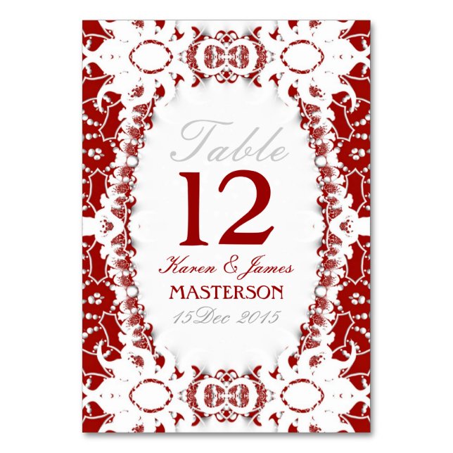 Carte de numéro de table en batik tribal rouge et  (Par défaut)