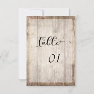 Carte de numéro de table en bois Brown clair et lu
