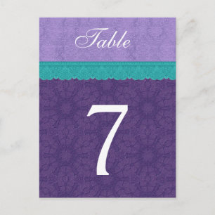 Carte de numéro de table en dentelle Turquoise et
