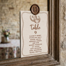 Carte de numéro de table en fer à cheval occidenta