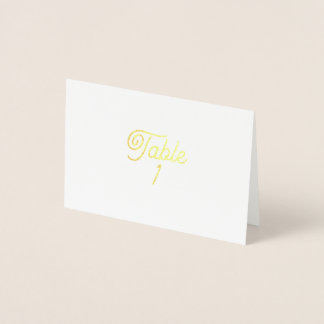 Carte de numéro de table en feuille d'or